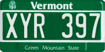 VT license plate XYR397