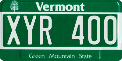 VT license plate XYR400