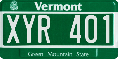 VT license plate XYR401