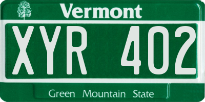 VT license plate XYR402