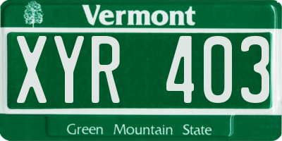 VT license plate XYR403
