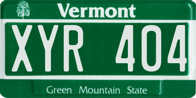 VT license plate XYR404