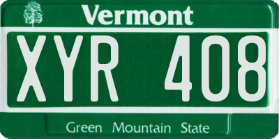 VT license plate XYR408
