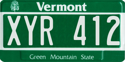 VT license plate XYR412