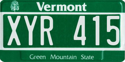 VT license plate XYR415