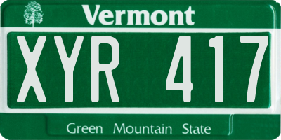 VT license plate XYR417