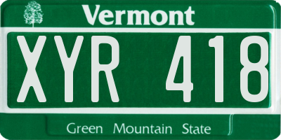 VT license plate XYR418