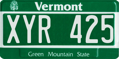 VT license plate XYR425