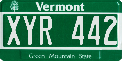 VT license plate XYR442