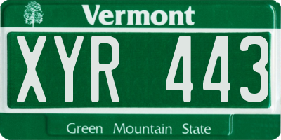VT license plate XYR443