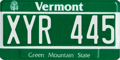 VT license plate XYR445