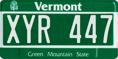 VT license plate XYR447