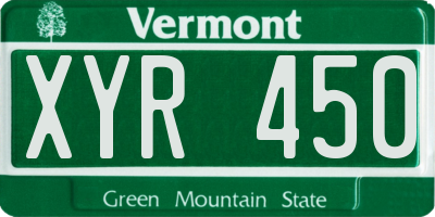 VT license plate XYR450