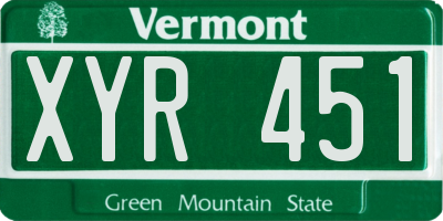 VT license plate XYR451