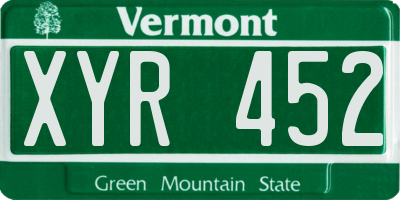 VT license plate XYR452