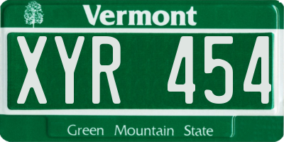 VT license plate XYR454