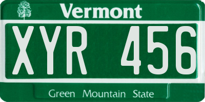 VT license plate XYR456