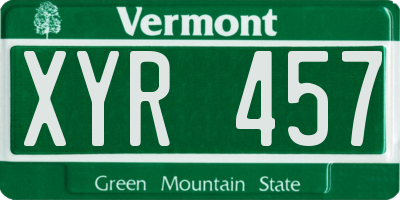 VT license plate XYR457