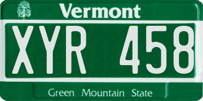 VT license plate XYR458