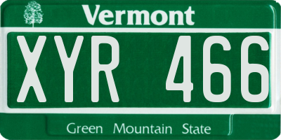 VT license plate XYR466