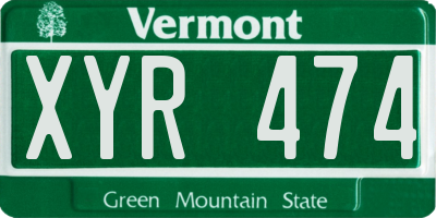 VT license plate XYR474