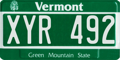 VT license plate XYR492