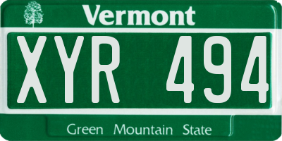 VT license plate XYR494