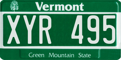 VT license plate XYR495