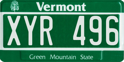 VT license plate XYR496