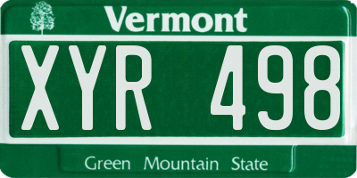 VT license plate XYR498