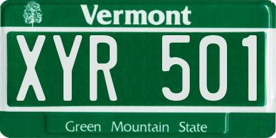 VT license plate XYR501