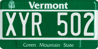 VT license plate XYR502