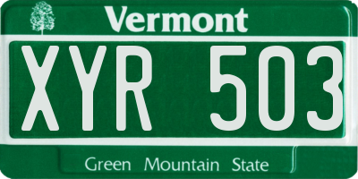 VT license plate XYR503