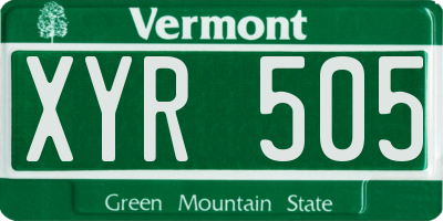 VT license plate XYR505