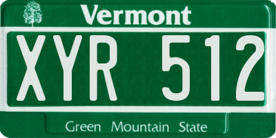 VT license plate XYR512