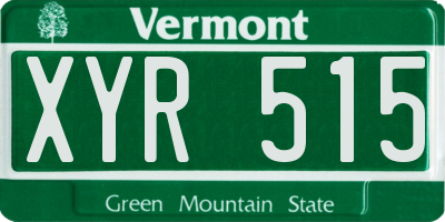 VT license plate XYR515