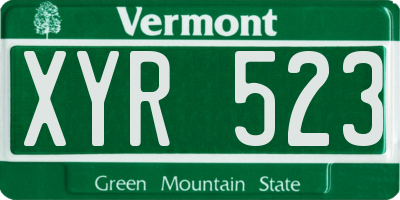 VT license plate XYR523