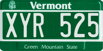 VT license plate XYR525
