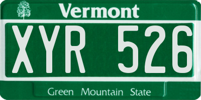 VT license plate XYR526