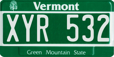 VT license plate XYR532