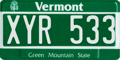 VT license plate XYR533