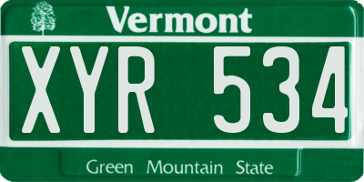 VT license plate XYR534