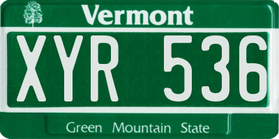 VT license plate XYR536