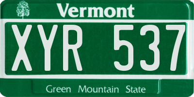 VT license plate XYR537