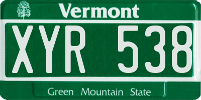VT license plate XYR538
