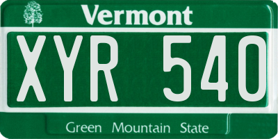 VT license plate XYR540