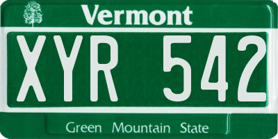 VT license plate XYR542