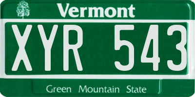 VT license plate XYR543