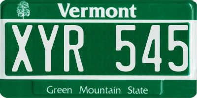 VT license plate XYR545