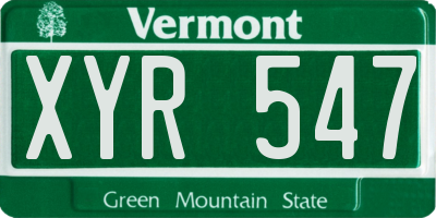 VT license plate XYR547